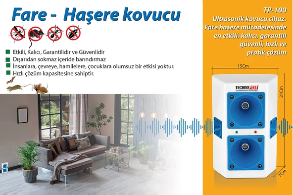 TEKNOPEST TP-100 ULTRASONİK FARE VE HAŞERE KOVUCU - 3