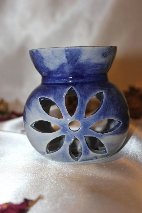 Buhardanlık Ebru Boyama Lotus Çiçeği Seramik Buhurdanlık Hand Made El İşi 5