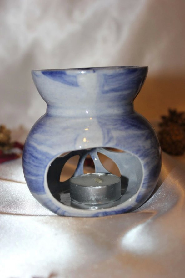 Buhardanlık Ebru Boyama Lotus Çiçeği Seramik Buhurdanlık Hand Made El İşi 5 - 3