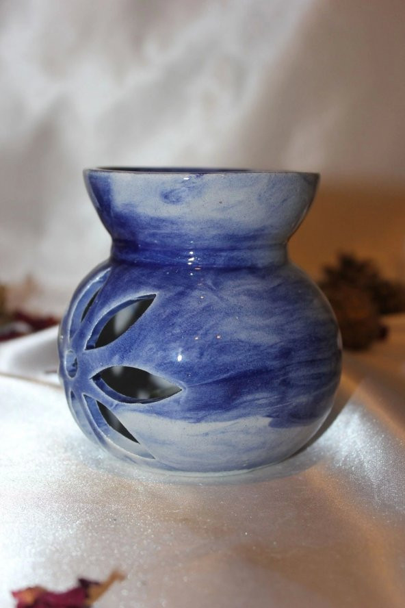 Buhardanlık Ebru Boyama Lotus Çiçeği Seramik Buhurdanlık Hand Made El İşi 5 - 4