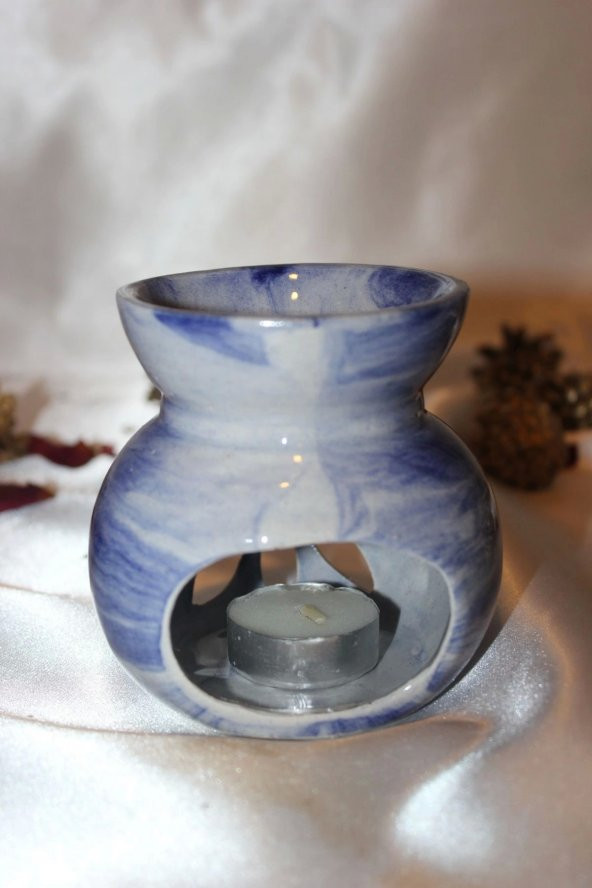 Buhardanlık Ebru Boyama Lotus Çiçeği Seramik Buhurdanlık Hand Made El İşi 5 - 5