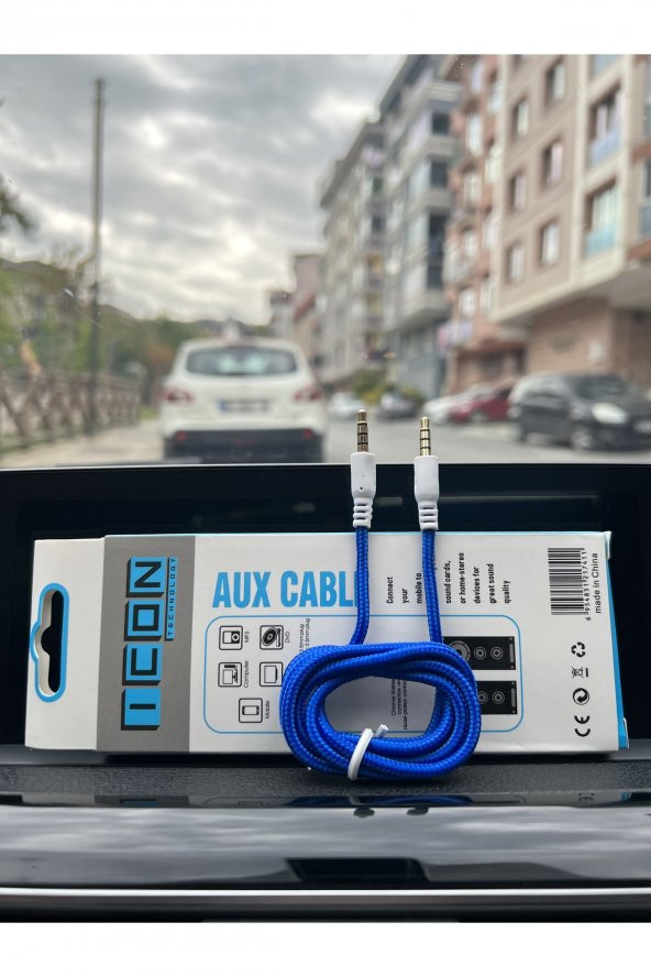 Aux To Aux 3.5mm Jack Girişli Müzik Ve Ses Aktarıcı Kablo Mavi - 2