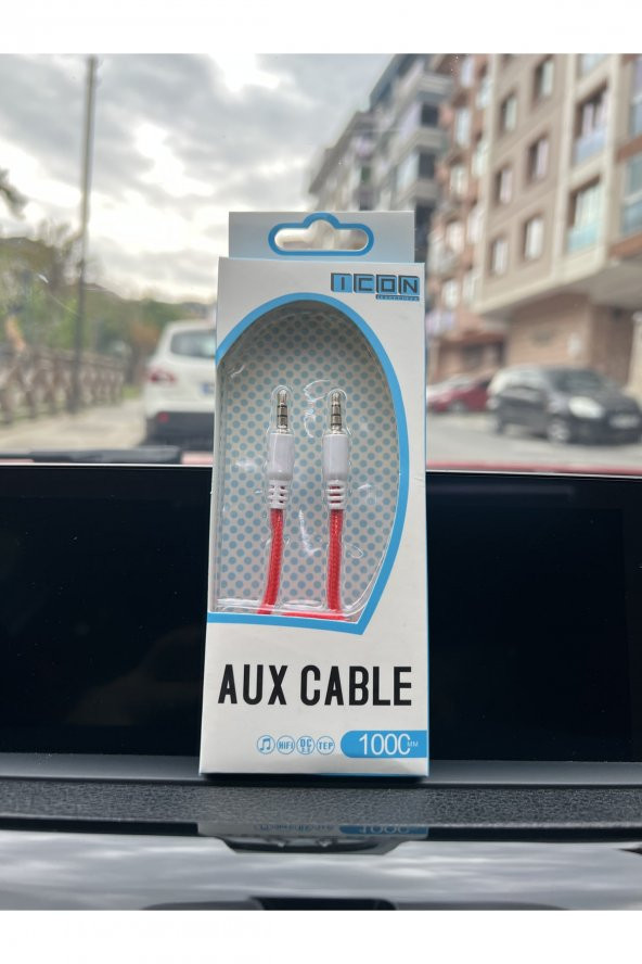 Aux To Aux 3.5mm Jack Girişli Müzik Ve Ses Aktarıcı Kablo Kırmızı