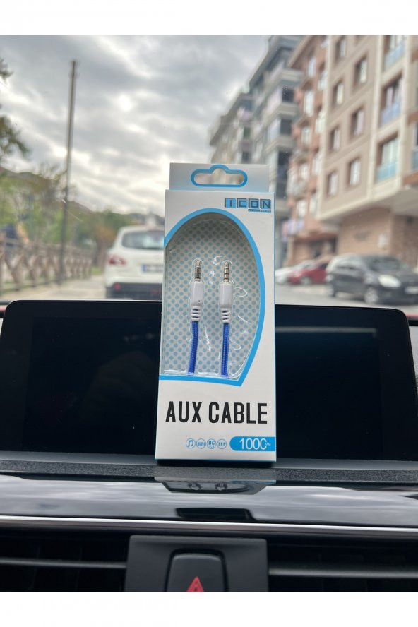 Aux To Aux 3.5mm Jack Girişli Müzik Ve Ses Aktarıcı Kablo Mavi