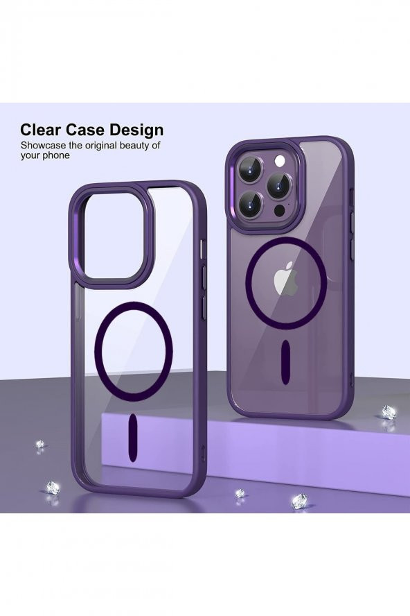 Iphone 14 Pro Magsafe Uyumlu Silikon Arkası Polikarbonat Cam Ve Tuşları Alüminyum Premium Kılıf - 2