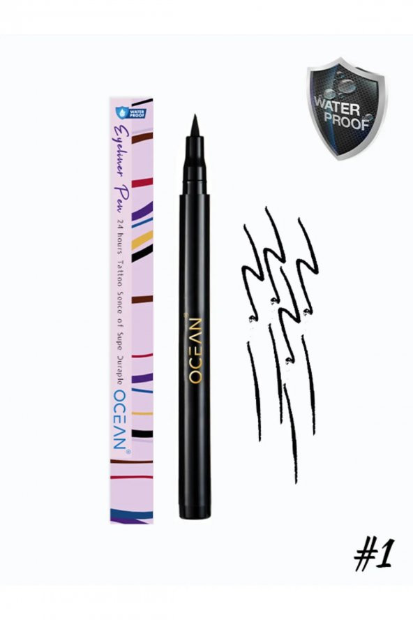 Siyah Eyeliner, Likit Kalem Eyeliner, Suya Dayanıklı, Yoğun Pigmentli