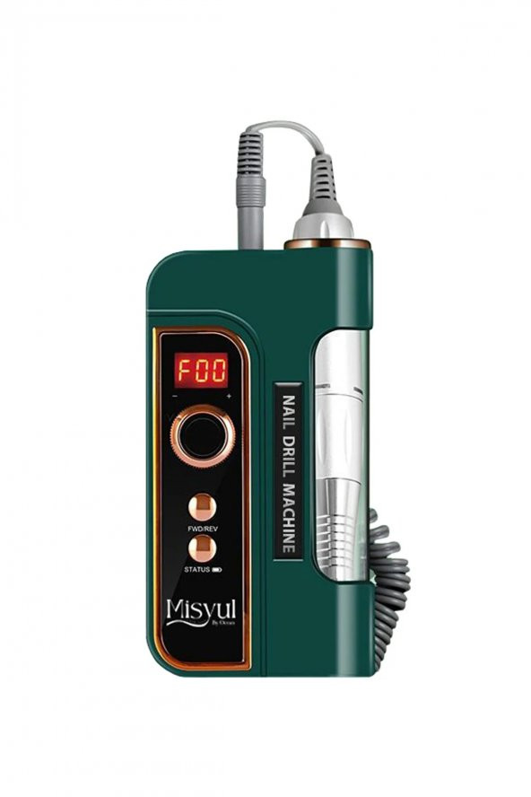 Elektrikli Freze, Profesyonel Manikür Pedikür Makinesi, Taşınabilir Şarjlı Törpü Makinesi Yeşil - 3