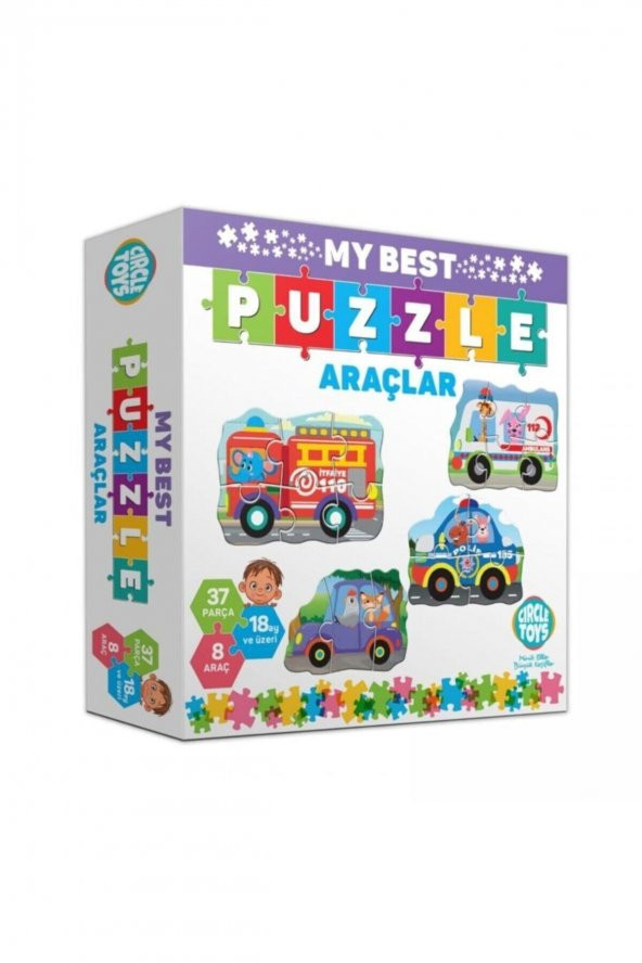 Oyuncak Puzzle Araçlar 37 Parça 8 Araçlı Puzzle Okul Öncesi Oyuncak Eğitici Öğretici Oyuncak