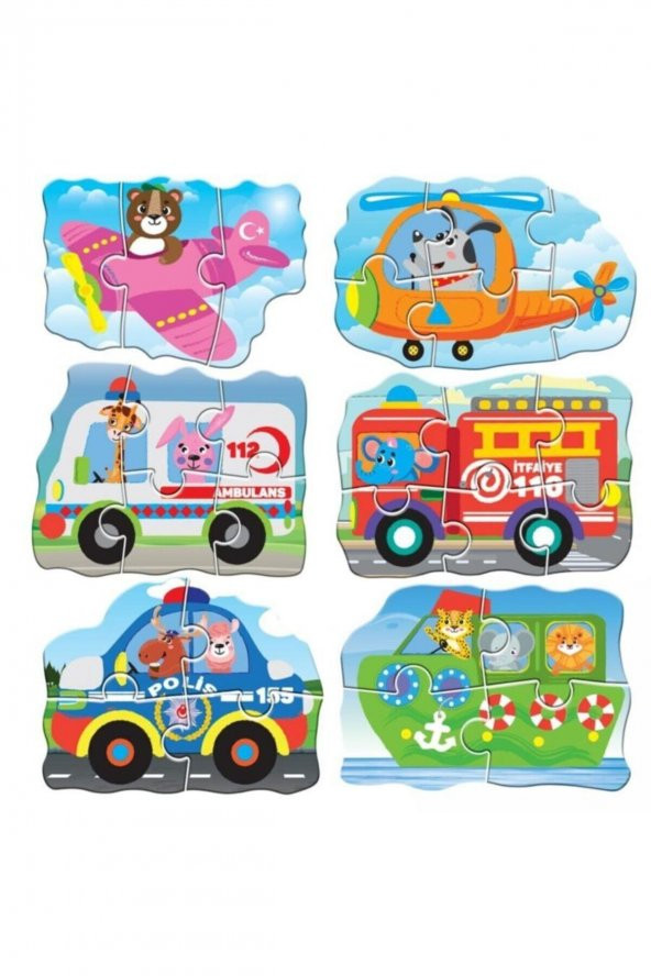 Oyuncak Puzzle Araçlar 37 Parça 8 Araçlı Puzzle Okul Öncesi Oyuncak Eğitici Öğretici Oyuncak - 3