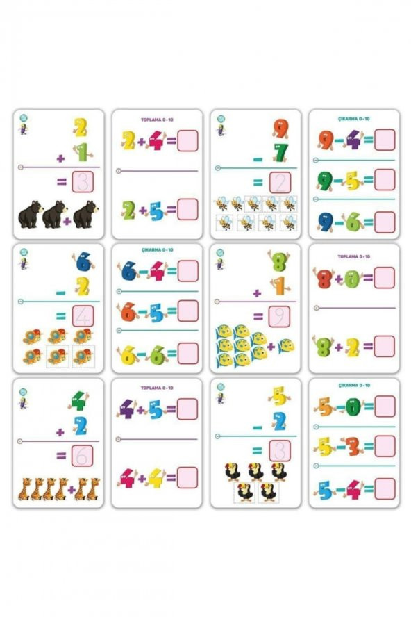 Yaz Sil Eğitici Aktivite Zeka Kartları Sayılar Flash Cards - 3