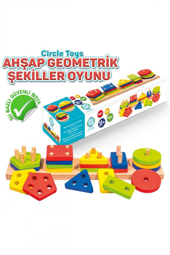 5li Ahşap Geometrik Şekiller Oyunu