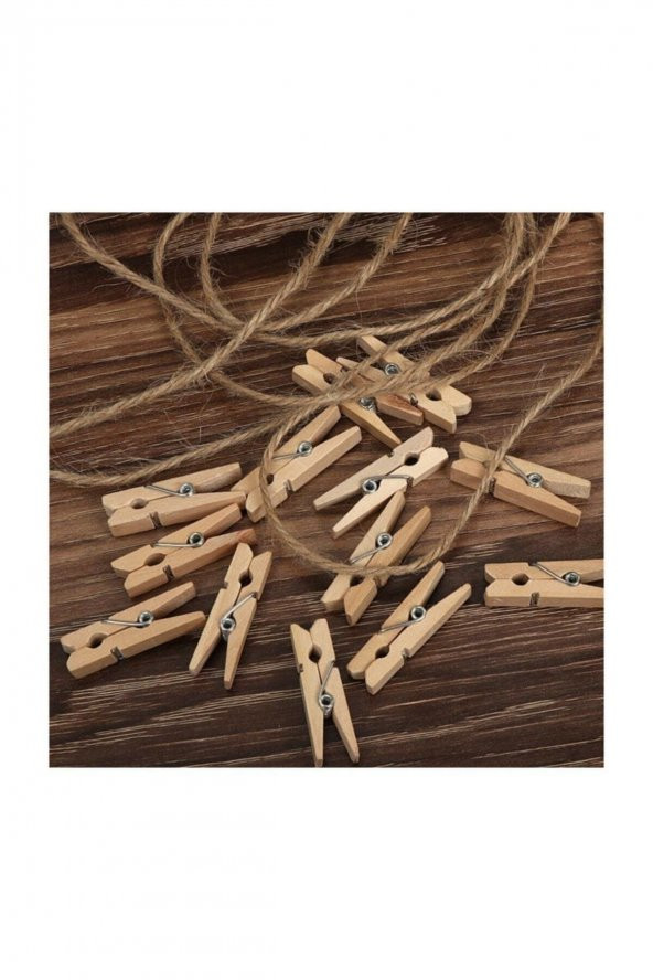 Ipli Mini Mandal, 50 Adet Mini Mandal Ve 10 Metre Jüt Ipi, Dekoratif Fotoğraf Ve Süsleme Mandalı - 2