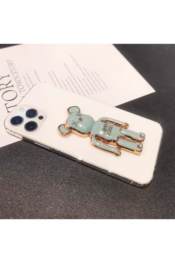 Masa Üstü Sevimli Ayıcık Standı Telefon Tutucu Yapışkan Özelliği Telefon Kılıfına Yapıştırılır - 2