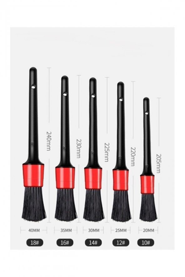 Detail Dash Brush Oto Detay Fırçası Seti 5 li Kaliteli Detaylı Farklı Boyutlarda Fırça Seti - 2