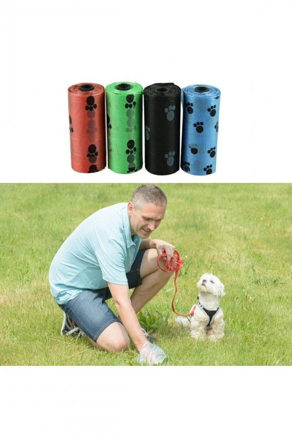 4lü Evcil Hayvanlar Için Pati Desenli Kedi Köpek Kaka Poşeti Torbası