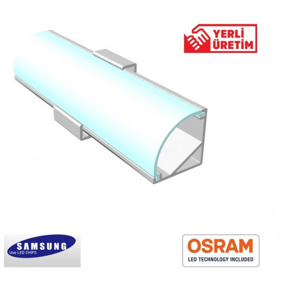 Arge Led Mutfak Dolabı ve Tezgah Altı Bombe Difüzörlü  Köşe Bar LED 12V 3000K 100cm