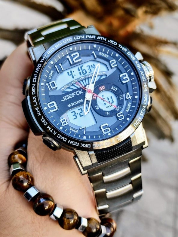 Joefox Digital & Analog Kronometre+Takvim+Alarm+Aydınlatma Erkek Kol Saati +Bileklik JOE-001-A ürün görseli