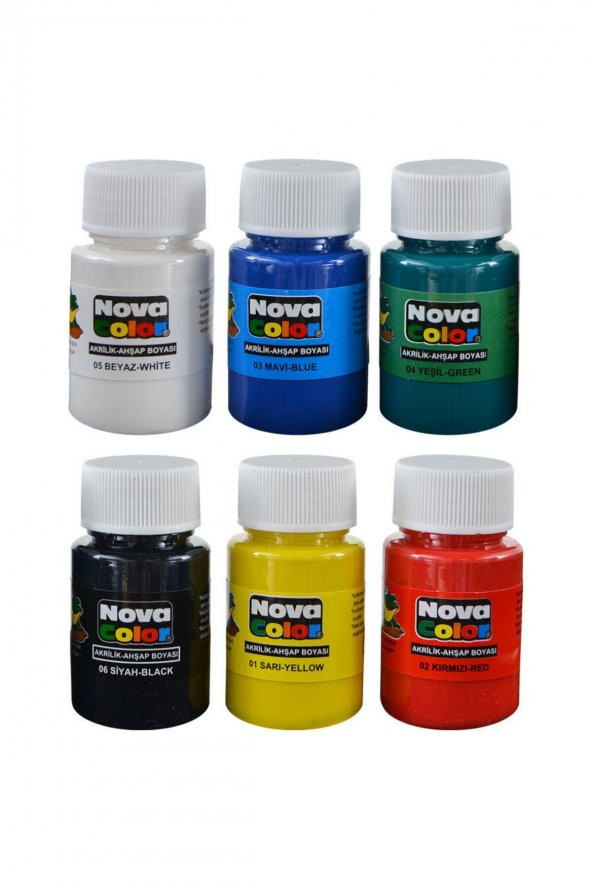 Nova Color 6 Renk Akrilik Boya Şişe Nc180