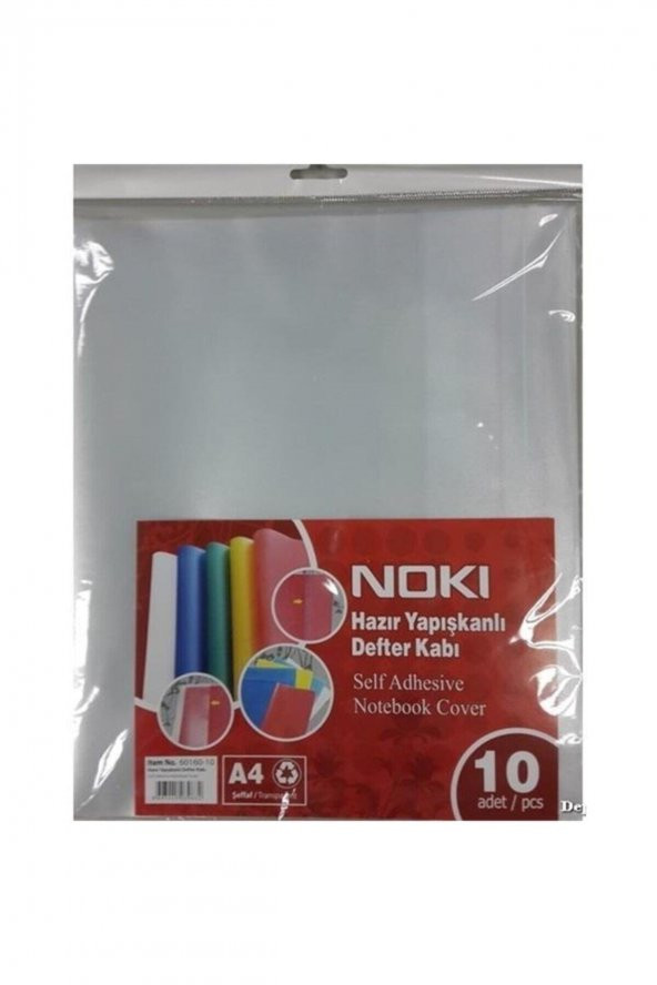 Noki Hazır Kaplık Defter Kabı Yapışkanlı 10 Lu Buzlu Şeffaf 60160-10 (1 Paket 10 Adet)