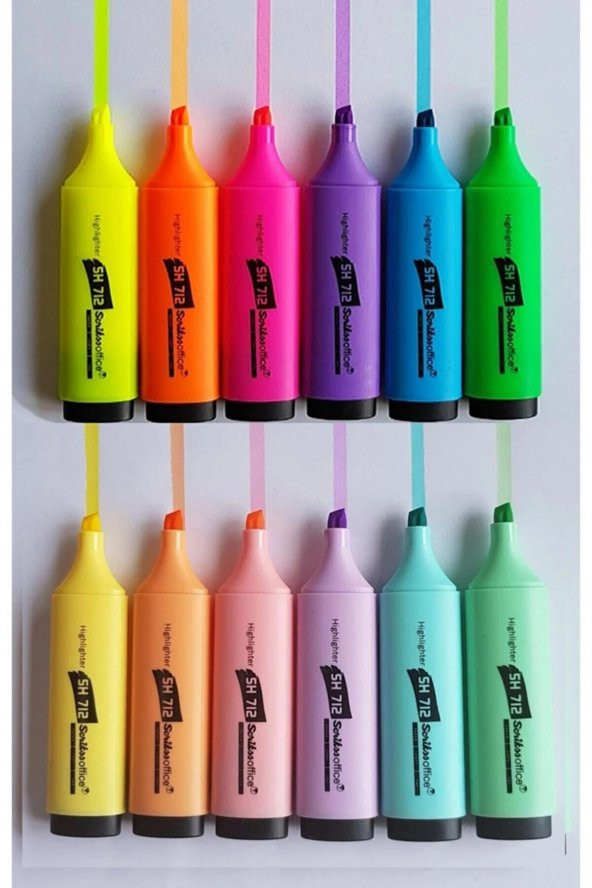 Scrikss 6 Pastel 6 Canlı Renk Fosforlu Kalem Seti