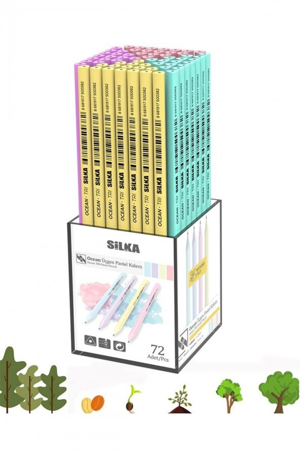 Silka Kaly Üçgen Pastel Kurşun Kalem 72li