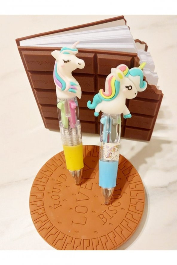 BIDIK TOYS Mini Unicorn 4 Renkli Tükenmez Kalem - Çoklu Tükenmez Kalem Mini Boy Mini Unıcorn Tükenmez Kalem