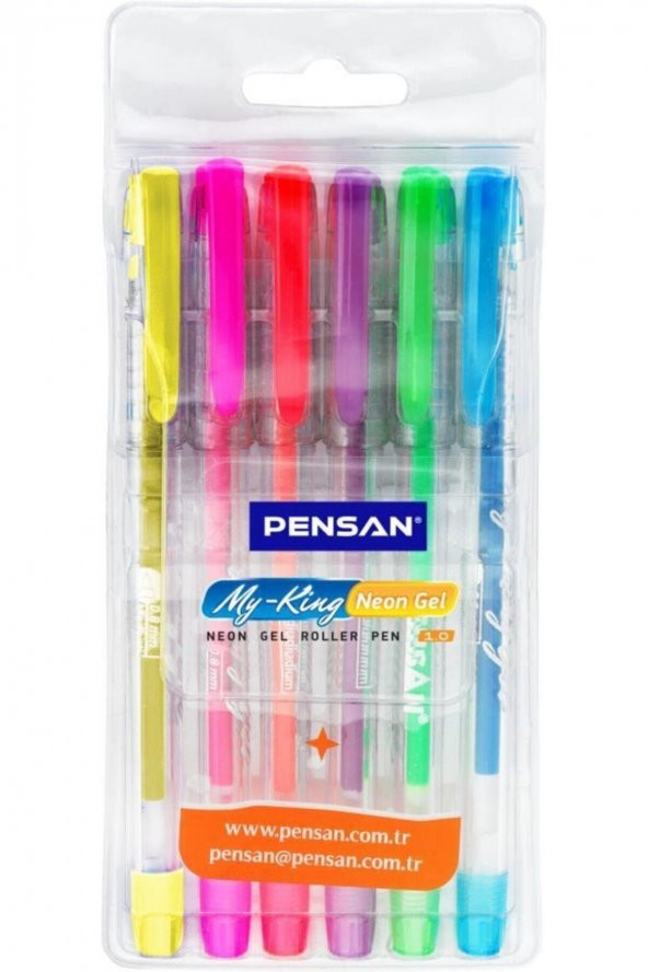 Pensan 2227 My-king Neon (fosforlu) Jel Tükenmez Kalem 1,0 Mm (6 Renk Set) Pe02227jk00n6