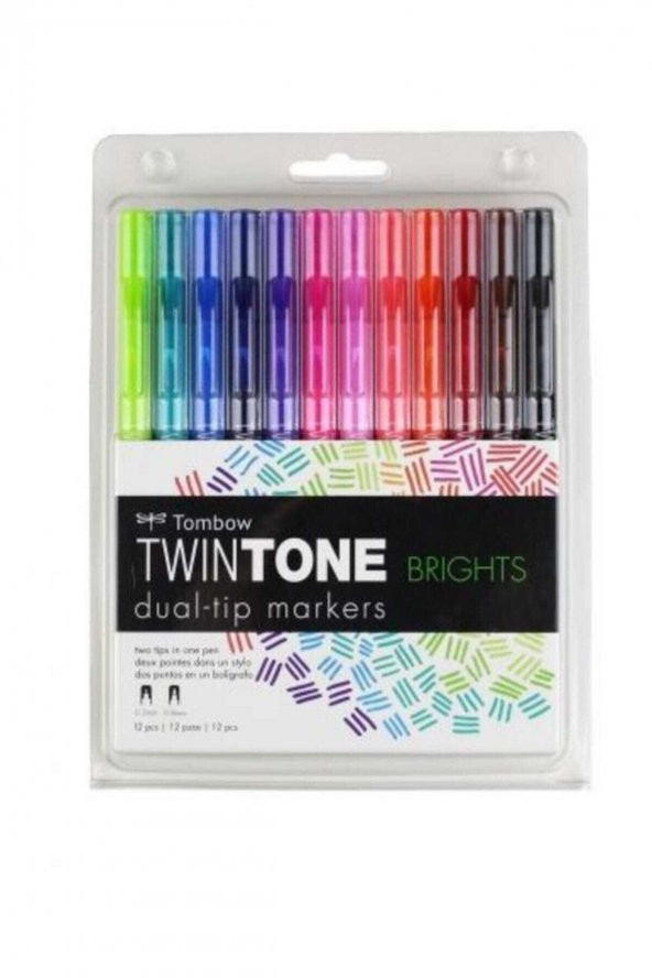 Tombow Twintone Çift Uçlu Kalem 12`li Canlı Renkler