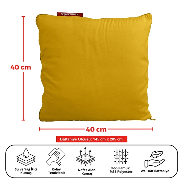 XPERMATE Tv Battaniye Yastık Battaniye Kırlent-welsoft Battaniye- Yolculuk Yastığı- Uçak Yastığı 145x205 Sarı - Resim 2