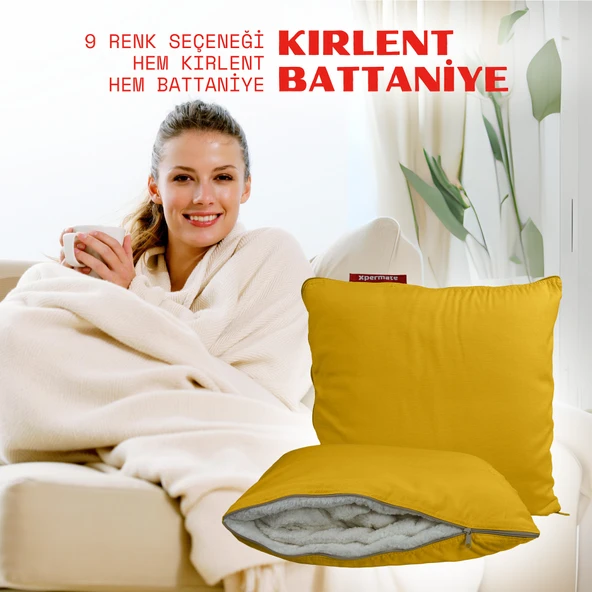 XPERMATE Tv Battaniye Yastık Battaniye Kırlent-welsoft Battaniye- Yolculuk Yastığı- Uçak Yastığı 145x205 Sarı ürün görseli