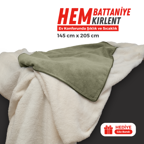 XPERMATE Tv Battaniye Yastık Battaniye Kırlent- Welsoft Battaniye- Yolculuk Yastığı- Uçak Yastığı 145x205Yeşil - 6