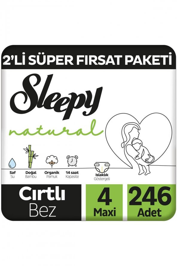 Sleepy Natural 4 Numara Maxi 246'lı Bebek Bezi