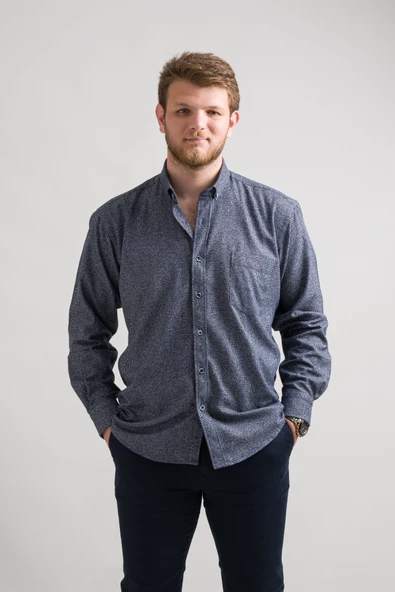 Rahat Kesim Cepli Yaka Düğmeli Bitik Kareli Kışlık Kumaş Erkek Gömlek - Resim 11