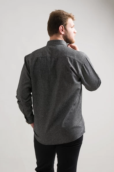 Rahat Kesim Cepli Yaka Düğmeli Bitik Kareli Kışlık Kumaş Erkek Gömlek - Resim 10