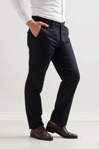 Notra Klasik Kesim Kışlık Gabardin Kumaş Likralı Boru Paça Erkek Pantolon - 2