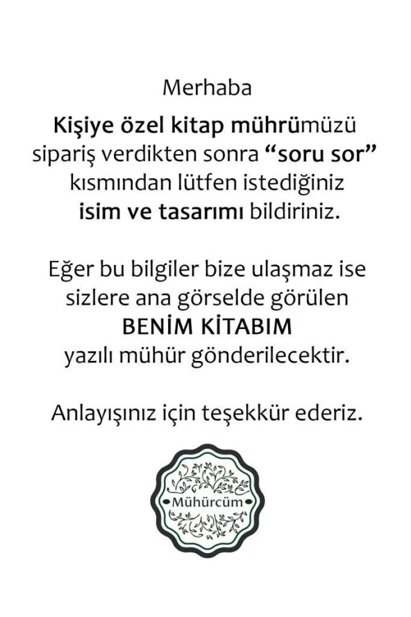Kişiye Özel Kitap Mührü İsim Yazılı Kitap Mührü Özel Damga R5814-01 - 2