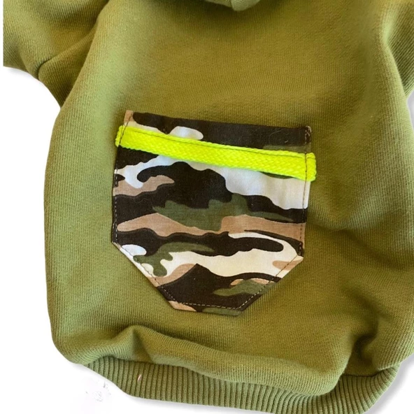 Athletique Green Camouflage Kapşonlu Sweat Köpek Kazağı - 8