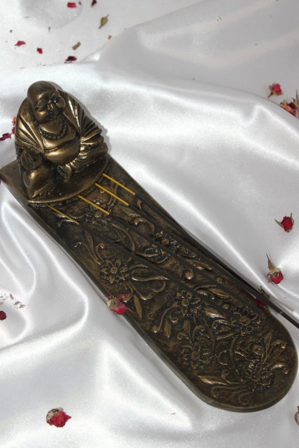 Seramik Çubuk Tütsülük Uzun Buda 5li Budha Gold - Resim 2