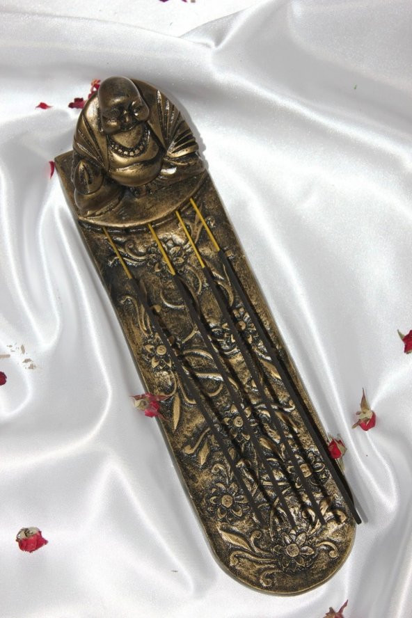 Seramik Çubuk Tütsülük Uzun Buda 5li Budha Gold - Resim 3