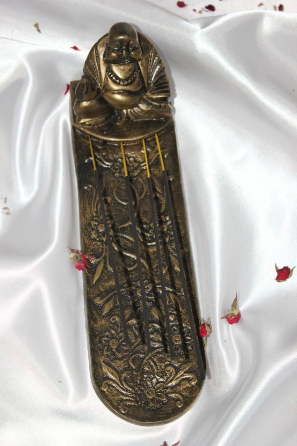 Seramik Çubuk Tütsülük Uzun Buda 5li Budha Gold - Resim 4