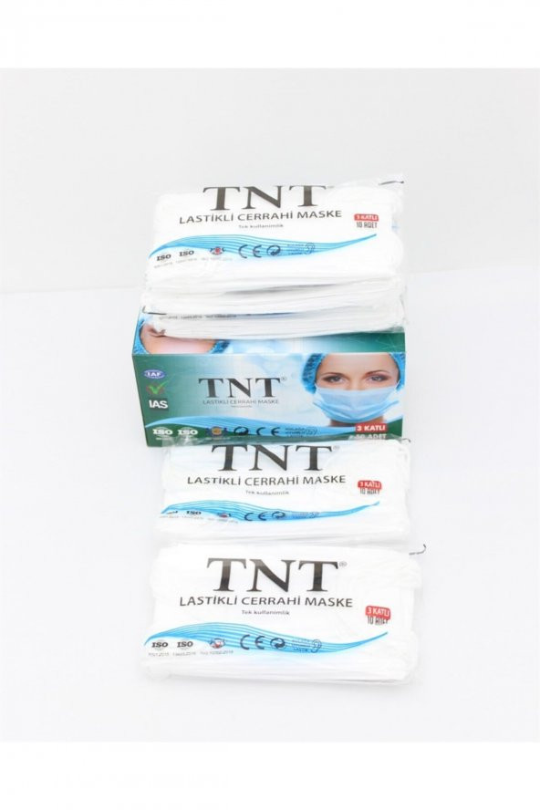Tnt 3 Katlı Cerrahi Maske 50 Li Kutu Burun Telli Lastikli Kokusuz 3 Katman - 2