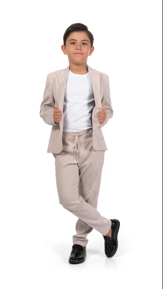 Ekose Desen Spor Erkek Çocuk Ceket, Tişört , Jogger Pantolonlu Takım MNK0549 - Resim 3