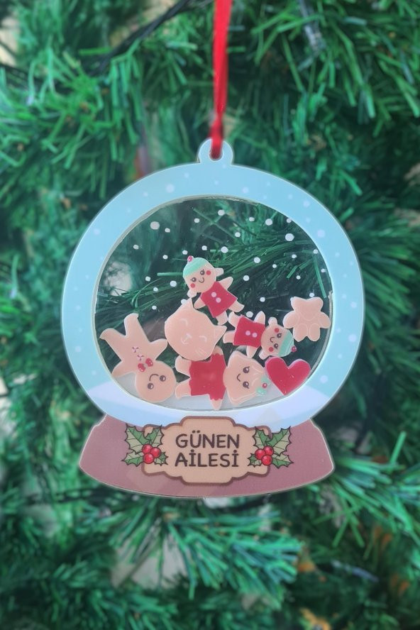 Kurabiye Adam Ailesi Kişiye Özel Yılbaşı Ağaç Süsü Gingerbread Family Dikiz Ayna Süsü