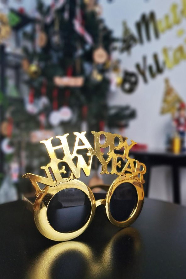 Gold Happy New Year Yılbaşı Parti Gözlüğü Yılbaşı Parti Gözlük