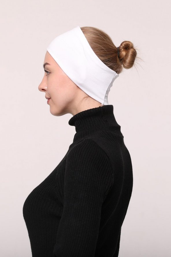 Kadın Penye Dikişsiz Tesettür Bandana Bone Spor Saç Bandı - 1