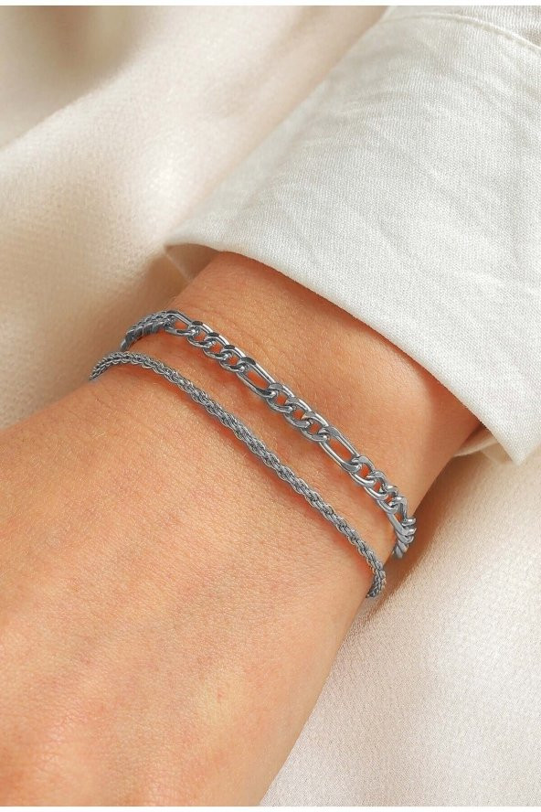 Şavin ve Burgu Bileklik Gümüş Renk Unisex Model SU-750 ürün görseli 1