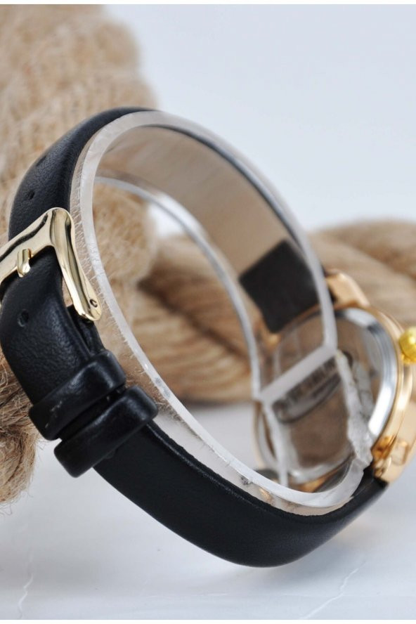 Retro Kadın Kol Saati Siyah Kadran Altın Renk Kasa Şık Zarif Sade SU-810 - 2