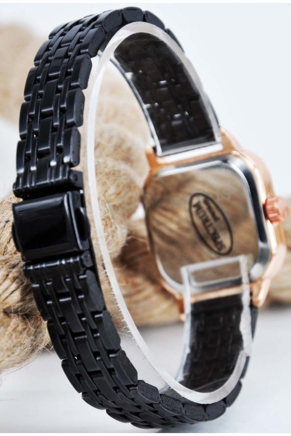 Bakır Renk Kasa Siyah Kadran Minimal Siyah Kordon Genç Kız Kadın Kol Saati Su-703 - Resim 3