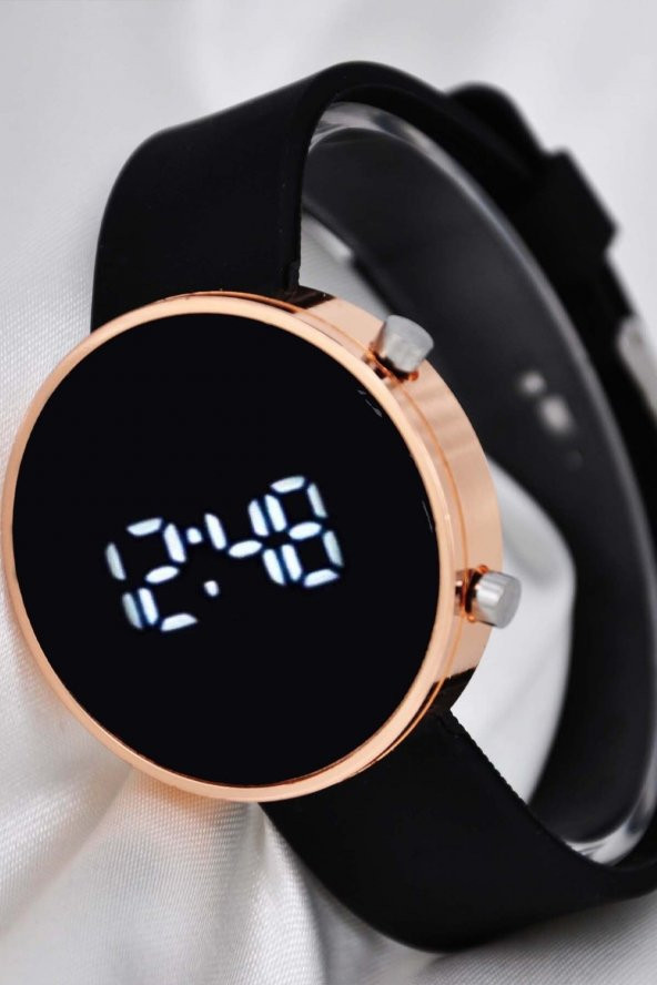 8-16 Yaş Bakır Renk Kasa Silikon Kordonlu Çocuğa Hediyelik Kol Saati Su-164-099