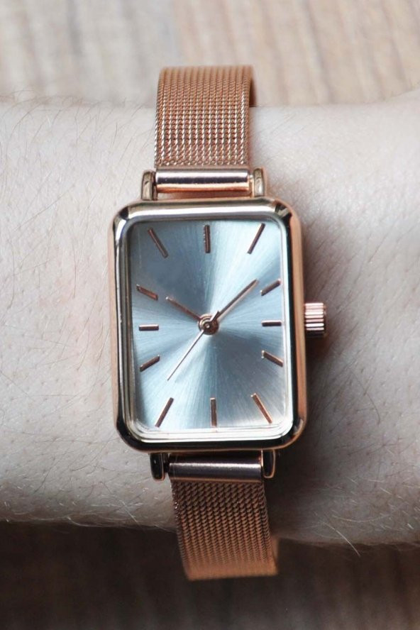 Rose Renk Ayarlanabilir Hasır Kordonlu Şık Sade Kadın Kol Saati Su-437-001